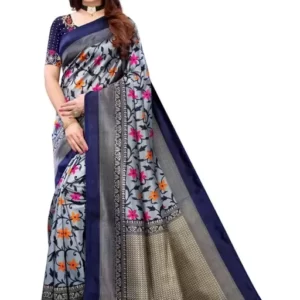 Art Silk Grey Saree with Blouse
