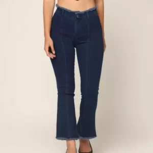 Premium Tapered Fit Stretchable Dark Blue Bell Bottom Jeans From Zenday Casual